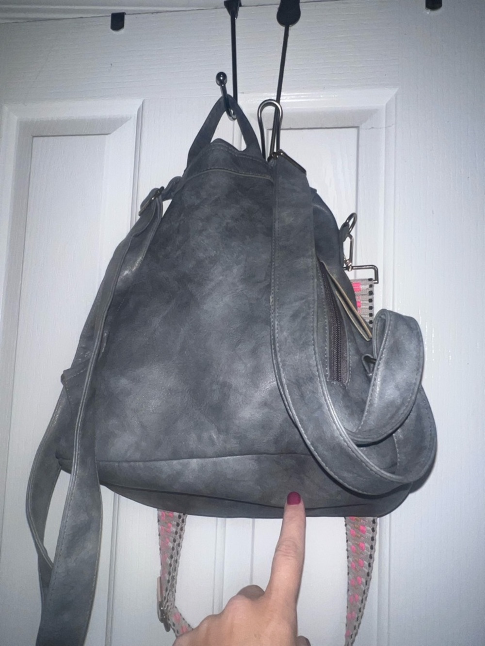 Stylish Gray Women’s Leather Backpack Handbag